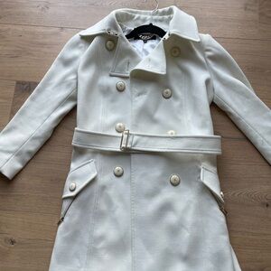 Elisabetta Franchi White Belted Double-Breasted Coat (Made in Italy)